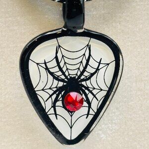 Spider Guitar Pick Necklace Gothic Pendant